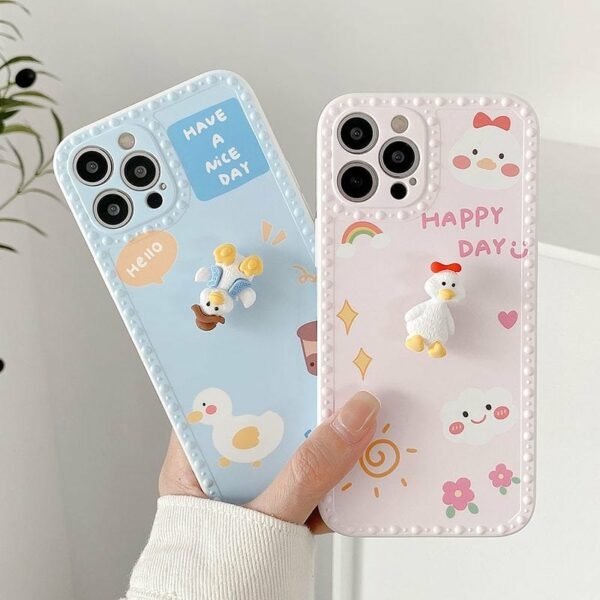 Cute Cartoon Pink Duck IPhone Case - Kawaii Fashion Shop | Cute Asian ...