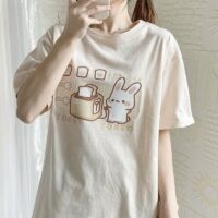 Kawaii Cute Bunny Graphic T-Shirt Bread kawaii