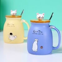 Kawaii Cat Heat-resistant with Cover & Spoon Mug cat Mug kawaii