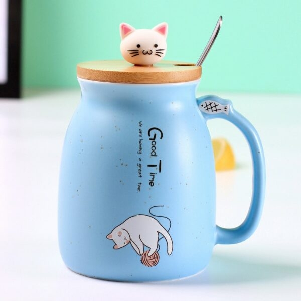 Kawaii Cat Heat-resistant with Cover & Spoon Mug cat Mug kawaii