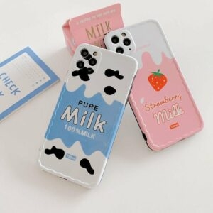 Niedlicher Erdbeergetränk-Milch iPhone Fall