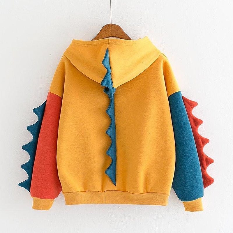 Kawaii dinosaurus kleurblok oversized hoodie