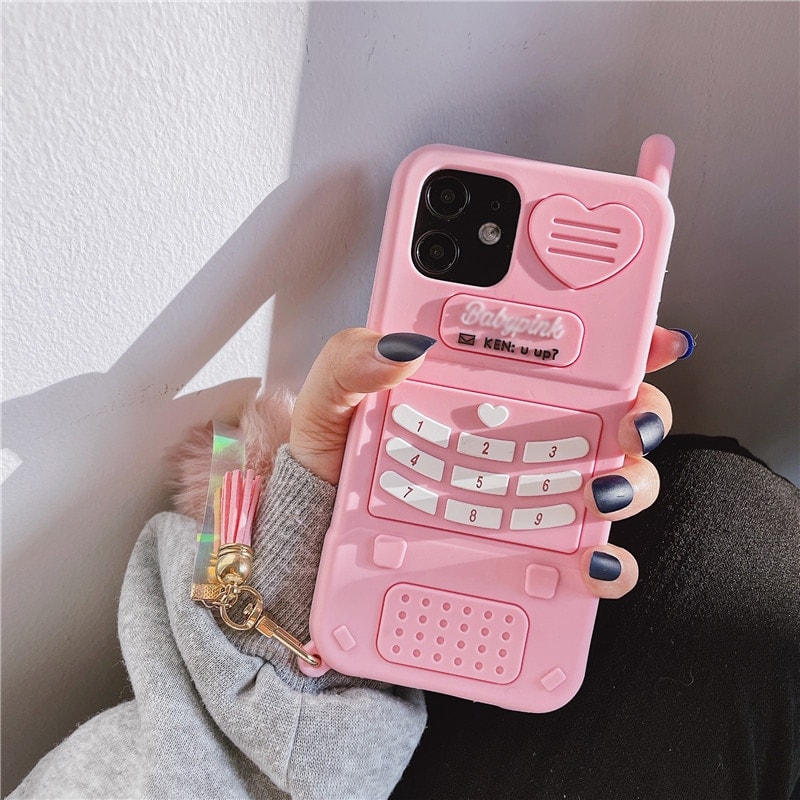 Kawaii Retro Pink Heart IPhone Case - Kawaii Fashion Shop | Cute Asian ...