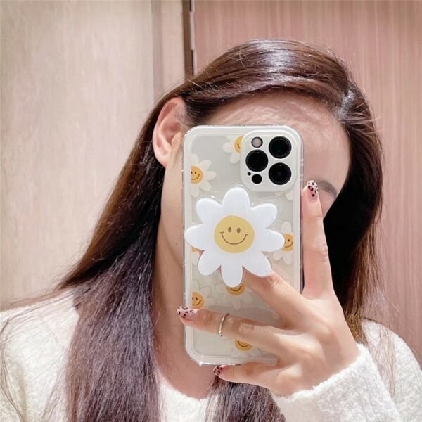Capa fofa para iPhone com flor de verão Suporte kawaii