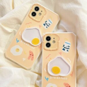Oeuf mignon avec cadre en diamant, coques pour iPhone, œuf kawaii