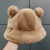 Chapéu balde com orelhas de pelúcia fofas Orelhas de urso kawaii