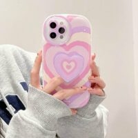 Niedliche rosa Liebesherz-iPhone-Hülle Mode-Kawaii