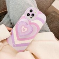 Capa para iPhone com coração de amor rosa fofo Moda kawaii