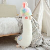 Brinquedos de pelúcia fofos de alpaca com cabelo arco-íris Almofada kawaii