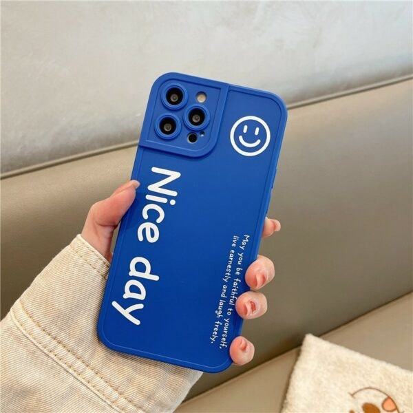 Mode Klein blått Smiley iPhonefodral Mode kawaii