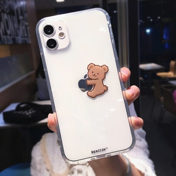 かわいい漫画のクマのカップル iPhone ケース