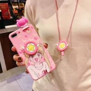 Capa de telefone rosa Usagi Samsung rosa kawaii