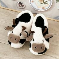 Kawaii Milky Cow Fluffy Slippers dog kawaii