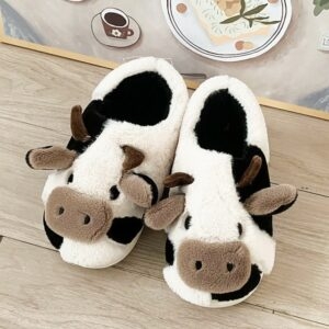 Kawaii Milky Cow Fluffy Slippers