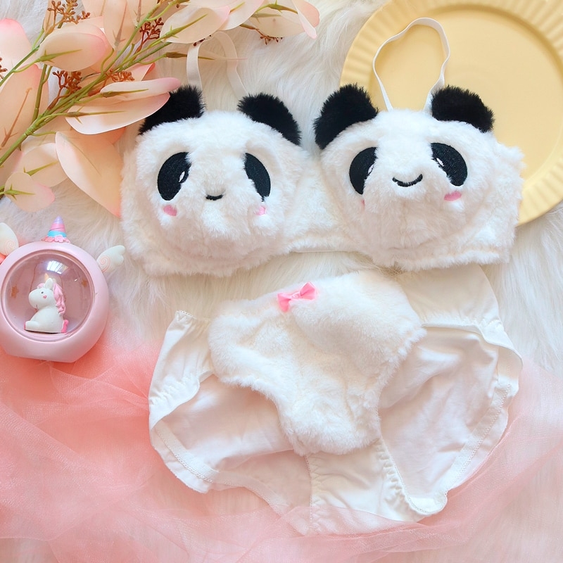 Fuzzy Panda Lingerie Set - Kawaii Fashion Shop  Cute Asian Japanese  Harajuku Cute Kawaii Fashion Clothing