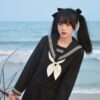 Ensemble jupe plissée chemisier marin costume noir japonais