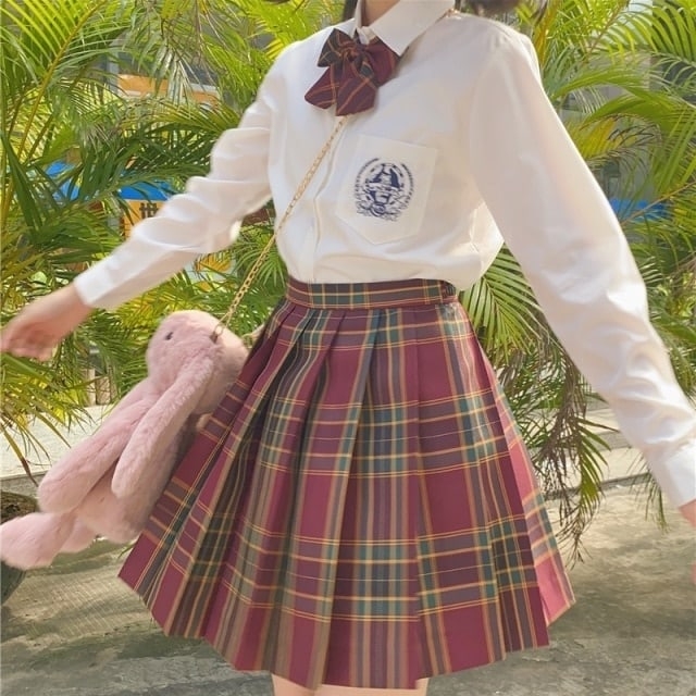 Haftowana plisowana spódnica Kawaii Harajuku