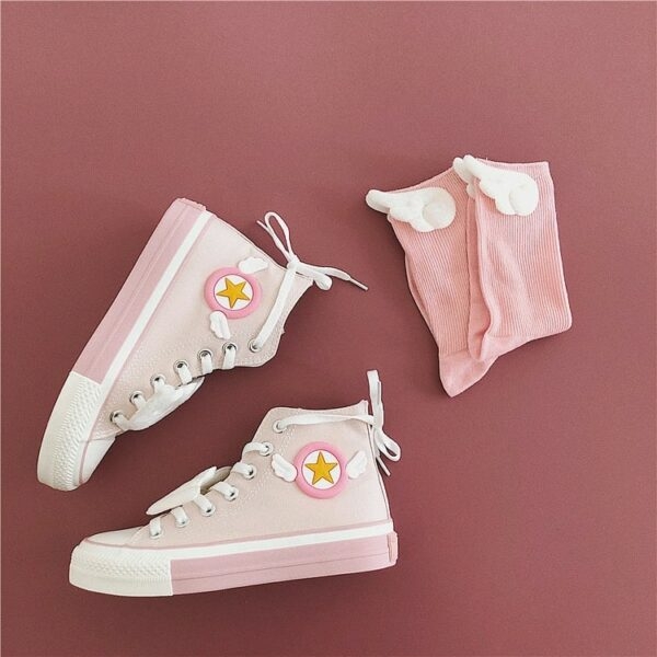 Розовые парусиновые туфли Cardcaptor Sakura Wings Косплей каваи