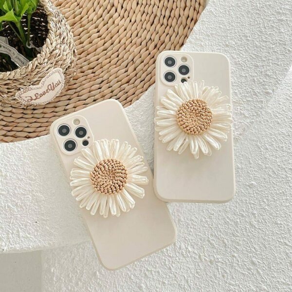 Белый плетеный чехол с цветком ромашки для iPhone Дейзи кавайи