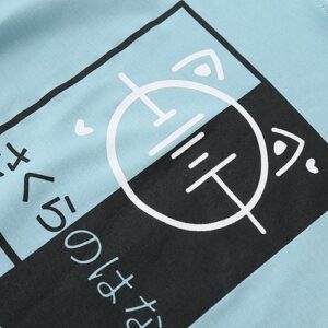 Japanse muzieknoot bedrukte hoodie met kleurenblokken Leuke kawaii