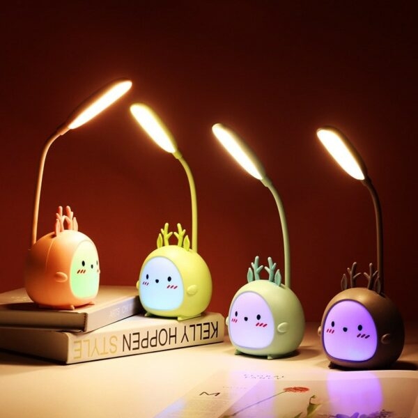 Lámpara de mesa LED con ciervo Kawaii dibujos animados kawaii