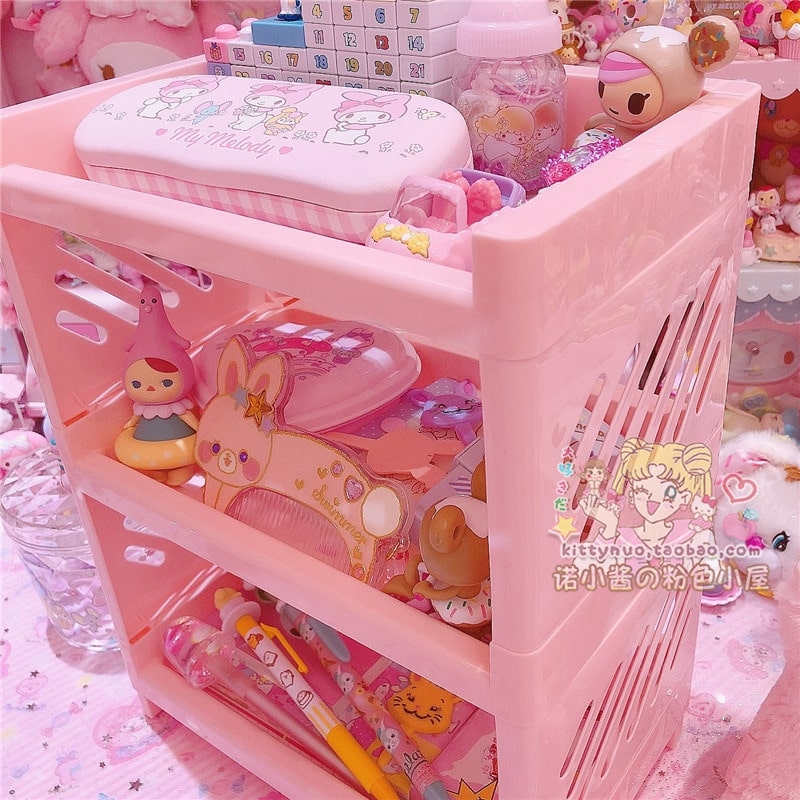 Kawaii Pink Three Tiers Storage - Kawaii Fashion Shop  Cute Asian Japanese  Harajuku Cute Kawaii Fashion Clothing