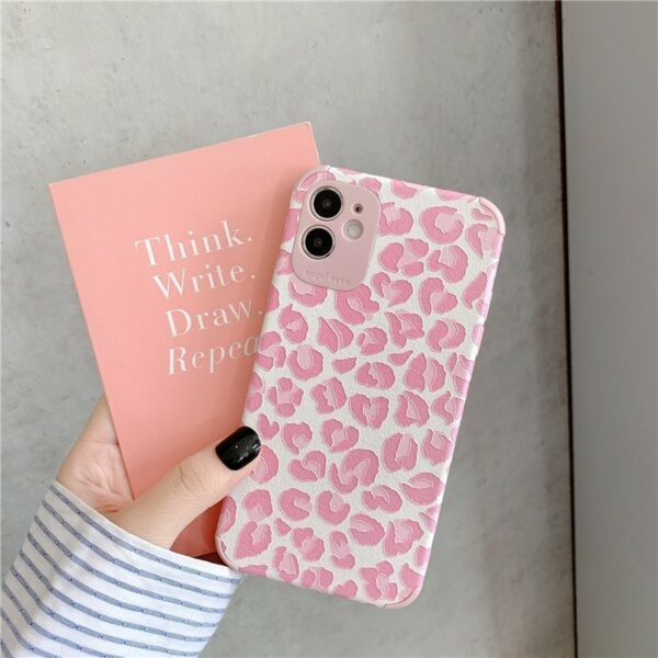 Luxe iPhone-hoesje met roze luipaardprint Luipaardprint kawaii