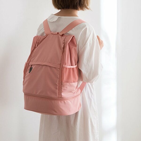 حقيبة ظهر للياقة البدنية باللون الوردي مع مكان لتخزين الأحذية حقيبة ظهر للياقة البدنية كاواي