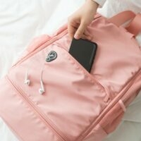 حقيبة ظهر للياقة البدنية باللون الوردي مع مكان لتخزين الأحذية حقيبة ظهر للياقة البدنية كاواي