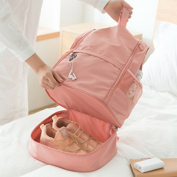 Różowy plecak fitness z miejscem do przechowywania butów Plecak fitness kawaii