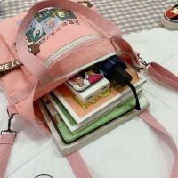 حقيبة حمل فتاة حيوية أحادية اللون حقائب الكتف كاواي
