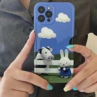 Urocze etui na iPhone'a w kształcie krowy królika w chmurze Chmurka, kawaii