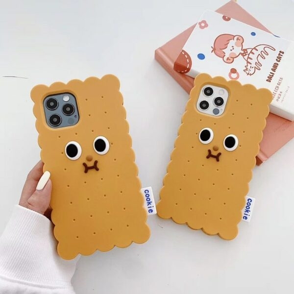 Capa fofa para iPhone com biscoitos de chocolate 3D chocolate kawaii