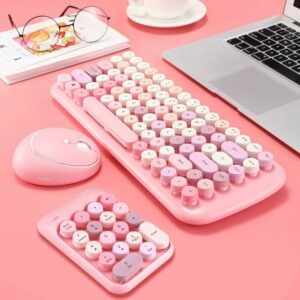 لوحة المفاتيح اللاسلكية Kawaii Pink