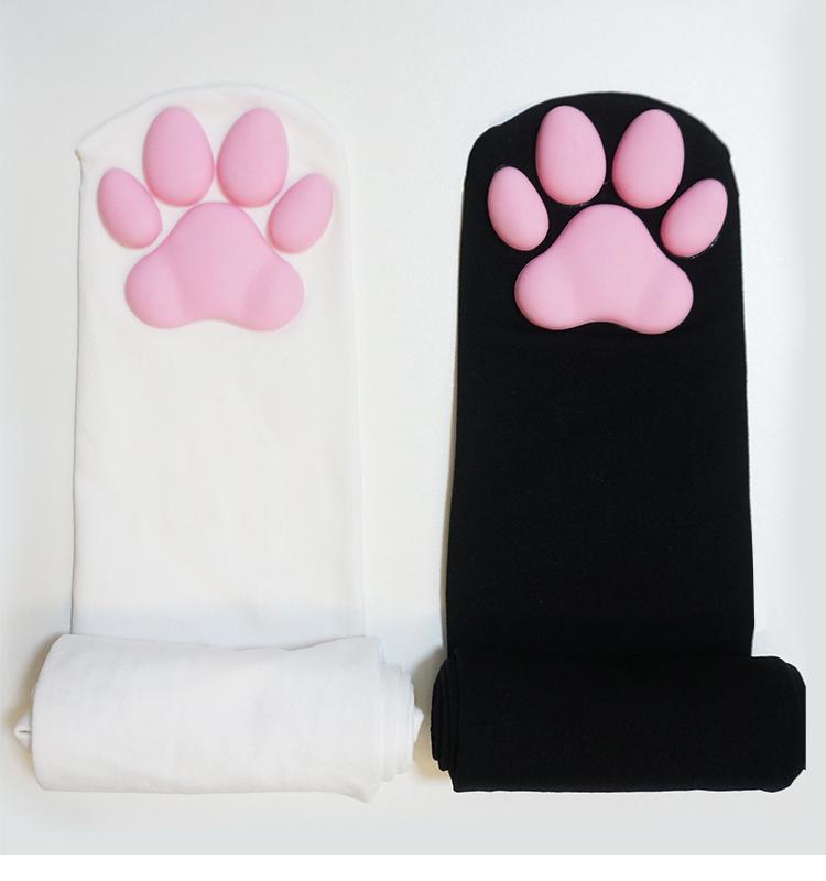 Cute Women's Thigh High Socks Cat Paw Pad Stockings Women 3d
