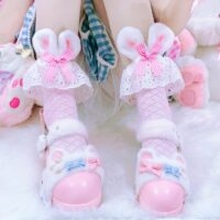 Calcetines con lazo de conejito kawaii cosplay kawaii