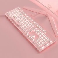 Pink Wireless Gaming Keyboard 104 Keycaps Mechanical Keyboard kawaii
