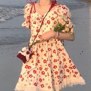 Kawaii Sweet Floral Lace Dress