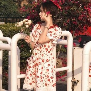 かわいい甘い花柄レースドレス花柄ドレスかわいい