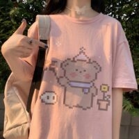 Kawaii Japan 귀여운 곰 티셔츠 곰 카와이