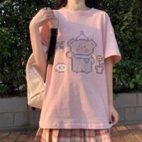 Kawaii Japan 귀여운 곰 티셔츠 곰 카와이