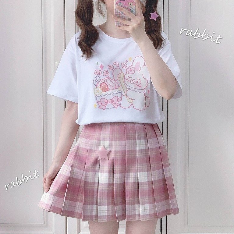 Japanese Kawaii Cute Anime White T-shirt - Kawaii Fashion Shop | Cute ...