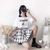 Minifaldas a cuadros de niña suave Kawaii kawaii japonés