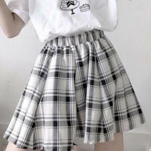 Kawaii Soft Girl Karierte kurze Röcke mit hoher Taille, japanisches Kawaii