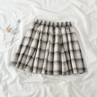 Kawaii Soft Girl Karierte kurze Röcke mit hoher Taille Japanisches Kawaii