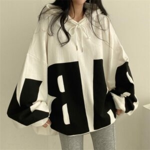 Koreaanse mode los wit sweatshirt