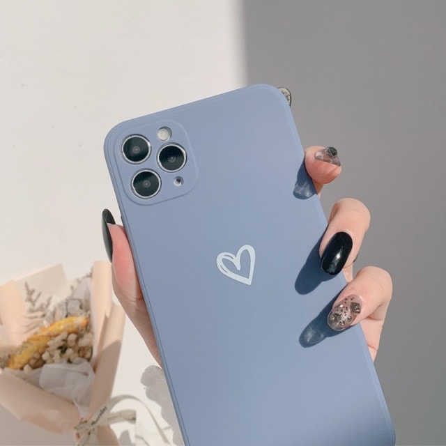 Simple Solid Color Heart iPhone Case