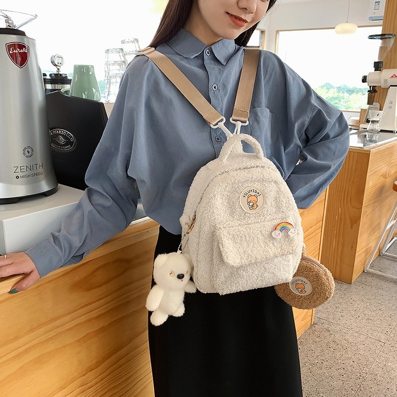 Korean Plush Mini Backpack - Kawaii Fashion Shop  Cute Asian Japanese  Harajuku Cute Kawaii Fashion Clothing