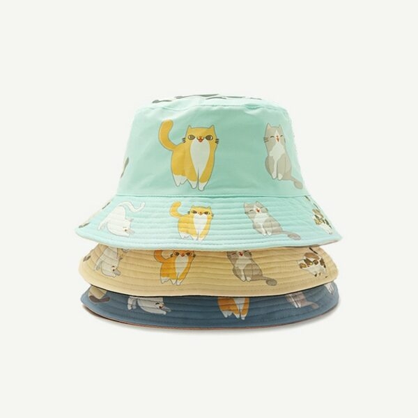 Kapelusz typu Bucket z motywem uroczych kotów Kawaii kapelusz typu Bucket