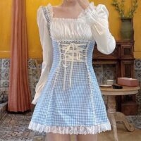 Franse Vintage zoete Fairy kanten jurk Fee kawaii